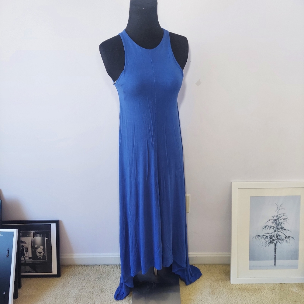 Blue draped maxi dress